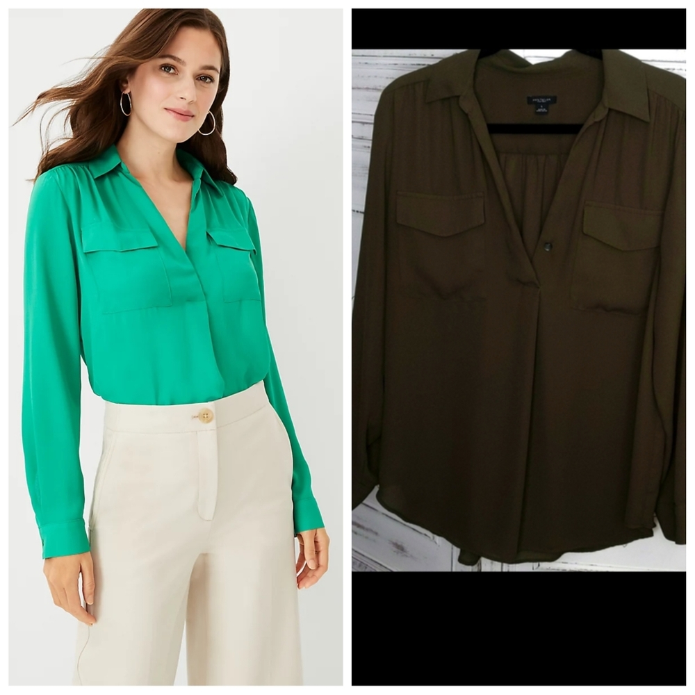 Ann Taylor Olive Green Camp Shirt